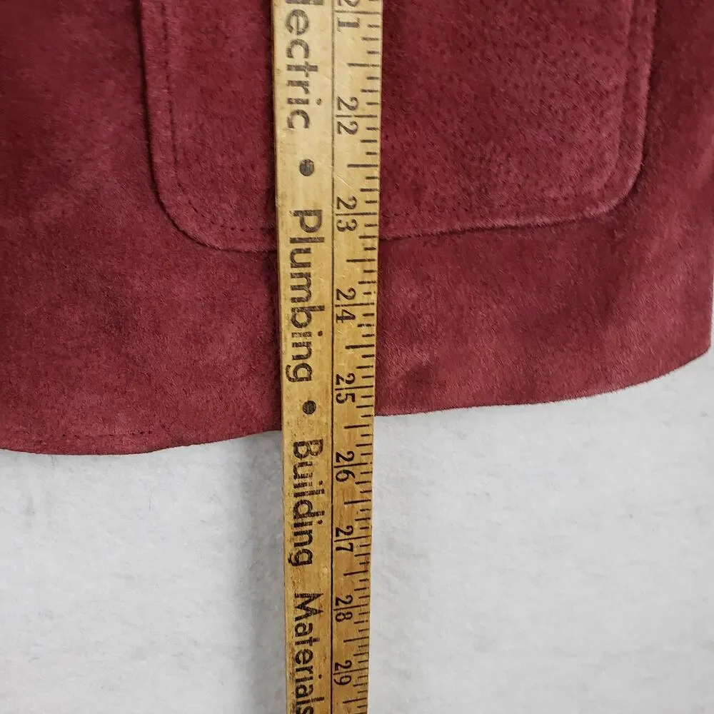 Style & Co Women's 14 Suede Leather Jacket Rusty Red Distressed‎ Western Boho - Picture 6 of 8